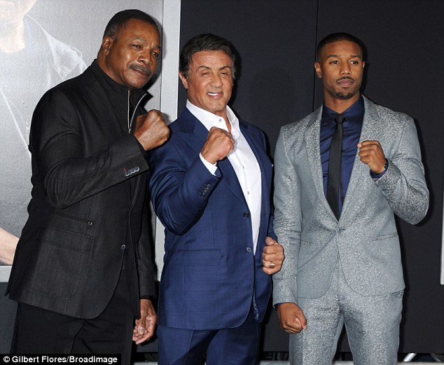 Carl with Sylvester and Michael in CREED Premiere