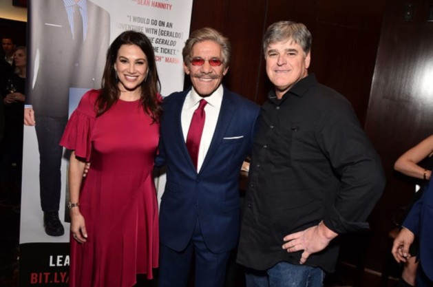 Erica Michelle Levy with her husband, Geraldo Rivera and Sean Hannity arrived at Geraldo Rivera's new book launch, The Geraldo Show: A Memoir at Del Frisco's Grille on 2nd April 2018 in New York City.