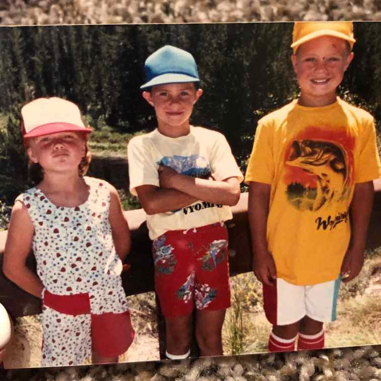 Childhood photo of Jeff Kirkpatrick's wife with her older brothers.