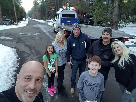 Brett Raymer with his wife, children, and relatives at Lake Tahoe.