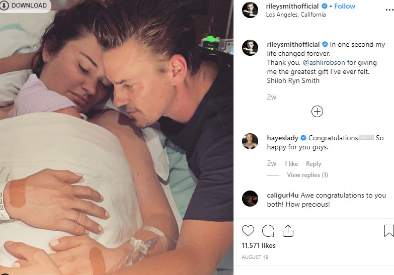Riley welcomed a baby daughter with his partner
