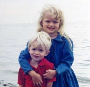 Childhood Image of Andrea Brooks along with her brother, Matt Brooks