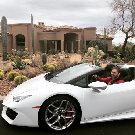 Cassady Campbel riding his car