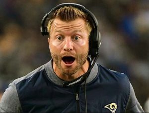 Sean McVay while coaching on the field