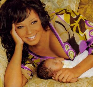 Angel with her mother Mel B when she was just born.