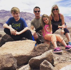 Family photo of Alison Sweeney with her husband and children