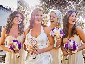 Charlie wife Elisa with her friends on the wedding day.