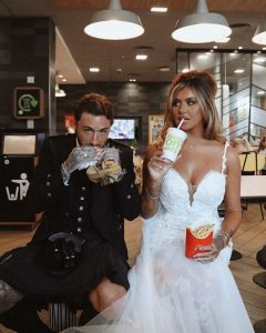 Jamie and Jack eating food after their marriage