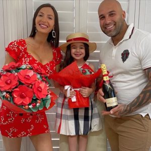 Maria celebrating valentine's day with her family