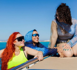 Daddy Yankee with his wife and daughter on a yatch