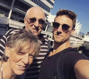 Actor Andrew Walker with his mom and dad at the Vancouver Airport