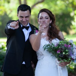 Sona with her husband Tak duing their wedding ceremony