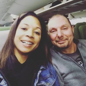 Catherine took a picture with her husband while traveling in train