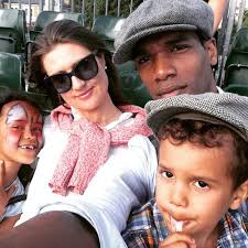 Parker Sawyers with his wife and two children.