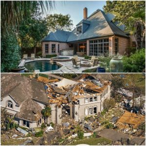 Tyler's mansion before and after Tornado hit Dallas