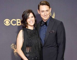 JJ Feild with his partner, Neve Campbell.