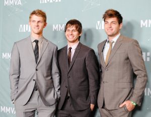 Mark Foster with his two-member of the band, Jacob and Mark in the award ceremony.
