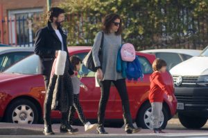 Alvaro and his family caught in camera while walking at the streets of Madrid, Spain