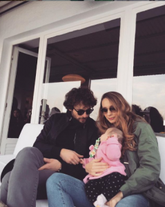 Birkan took a picture with her girlfriend Burcu and his daughter