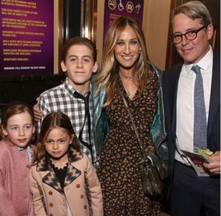 Matthew Broderick with his wife and children