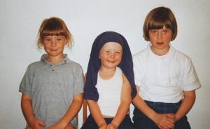 Kate Nash (far left) with her sisters, Helen and Clare in early childhood.