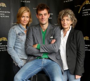 Gisli Orn Gardarsson with his wife and co-actor in an award show.