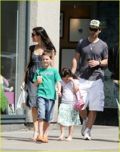 She with her husband and two children enjoying a holiday in Canada.