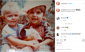 Eva Dedova with her brother at an early age.