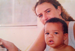 Sergio Momo with his mother at an early age.