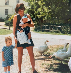 Emily Warburton Adams with her mother and younger sister