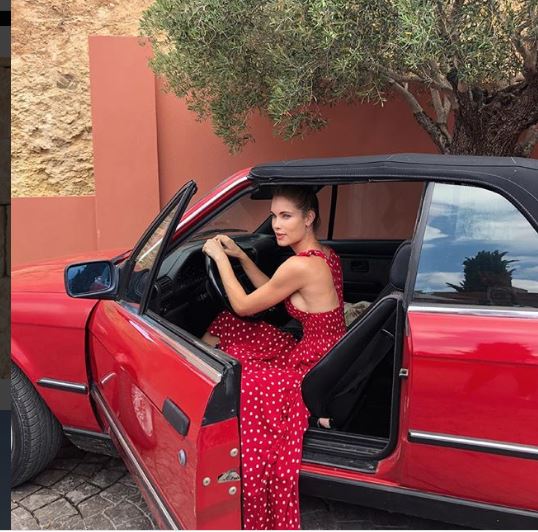 Helen Svedin about to ride her car