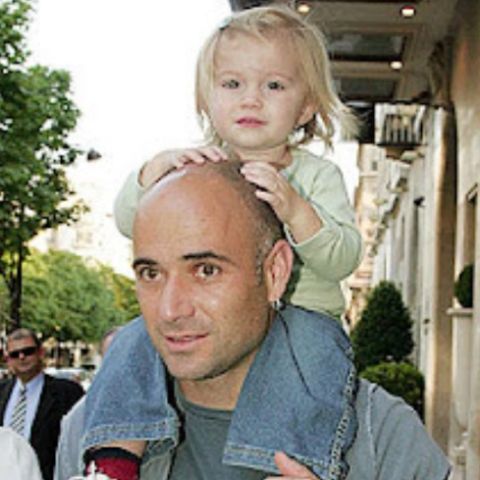 Young Jaz Elle Agassi with her dad, Andre Agassi