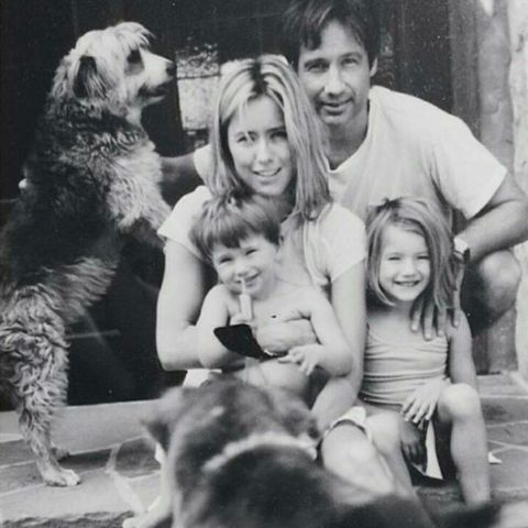 Young Kyd Miller Duchovny with his parents and siblings